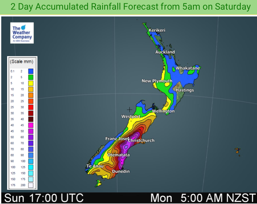 Flooding/ponding risks in Otago and Canterbury next 24 hours (+48hr